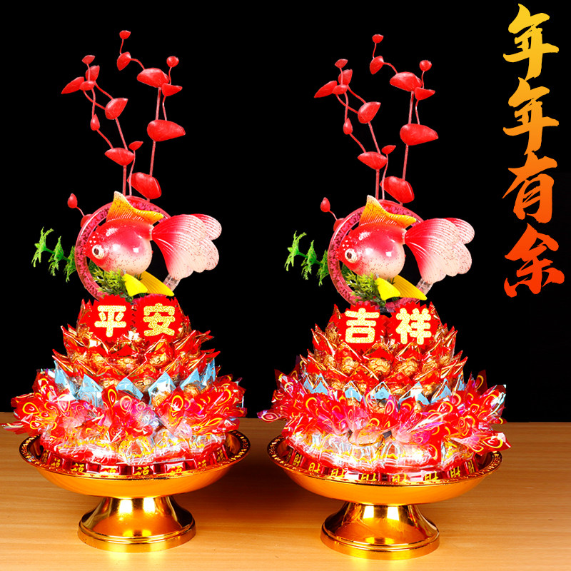 供奉糖塔莲花灯莲花糖旺来糖法会潮汕拜拜供品贡品七彩供佛糖塔