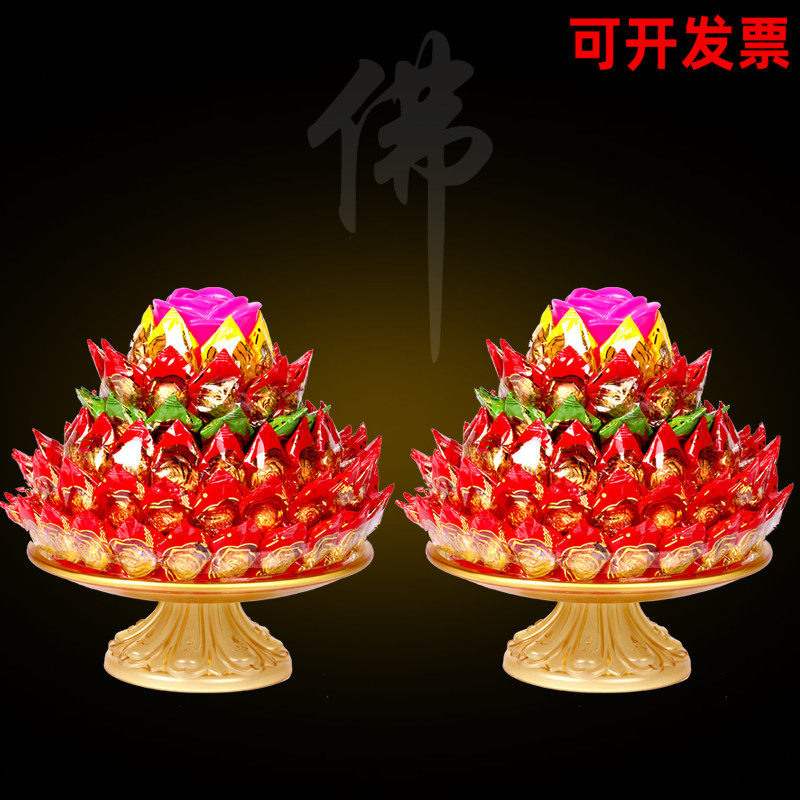 彩灯莲花糖塔拜拜供品潮汕拜月娘闽南供观音摆件纯手工制作糖塔