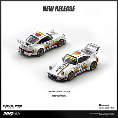 INNO预售1/64 RWB宽体改装保时捷930 白苹果89号经典跑车汽车模型