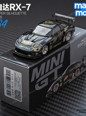 MINIGT1/64马自达RX7黑色 LB超级剪影 JDM跑车 合金汽车模型 1101