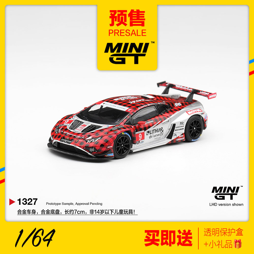 MINIGT预售1/64 兰博基尼飓风GT3 EVO2 9号赛车汽车模型收藏 1327图片