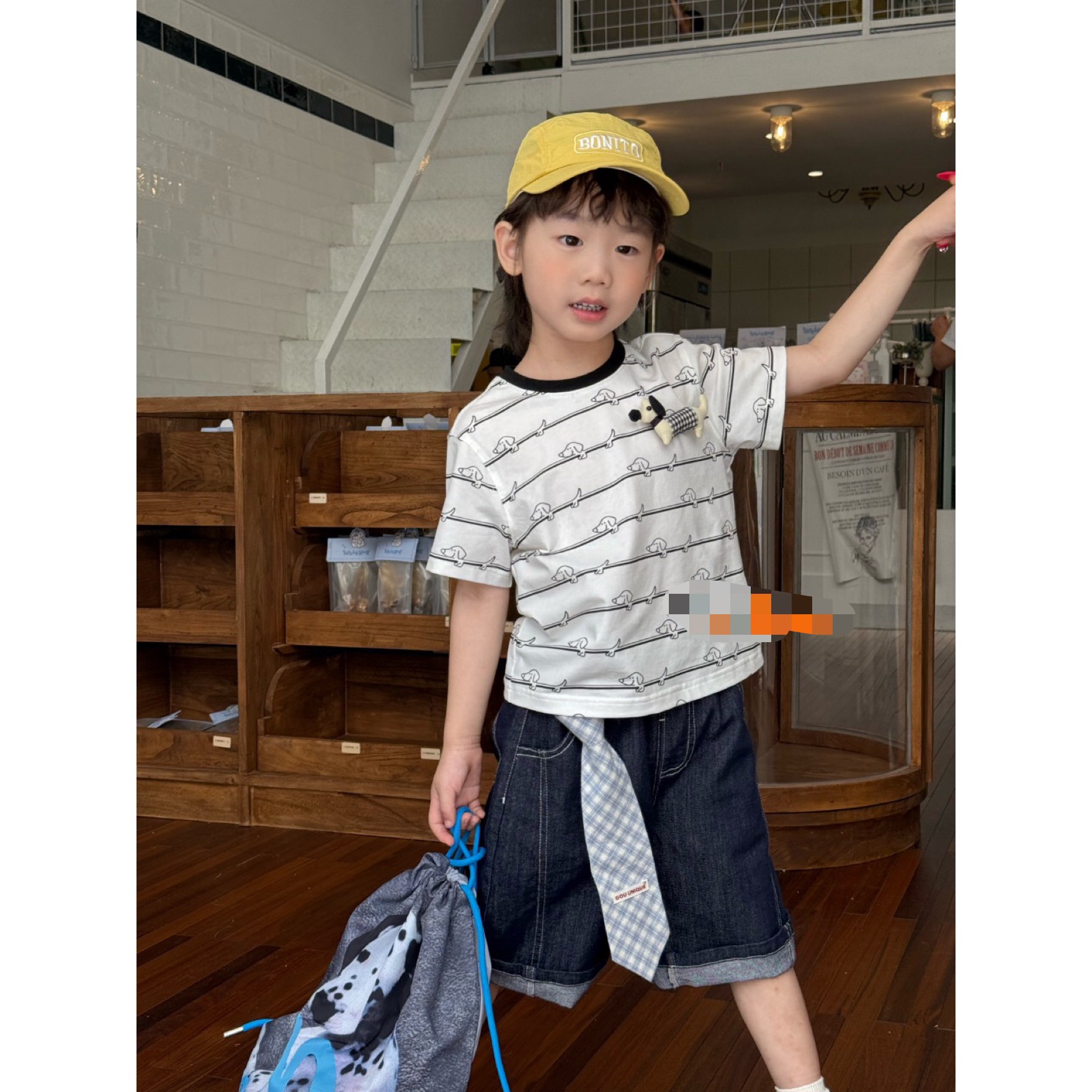 爱家2026夏3270新款条纹狗狗短袖3255牛仔短裤中小男女童中性