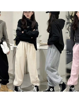 天依角正品冬26075新26076一体26101加绒卫裤中大童男女童亲子