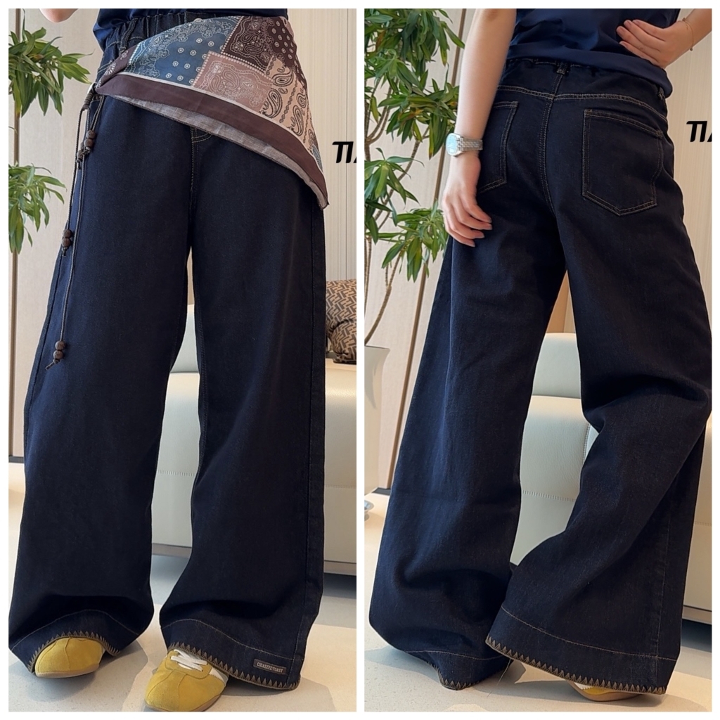 天依角2025秋19179新款19227刺绣送丝巾阔腿牛仔裤中大女童可亲子