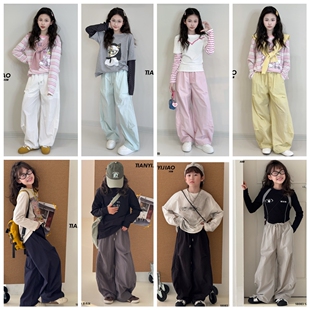 天依角2026春夏18083新款糖果色薄款工装裤中大男女童中性亲子