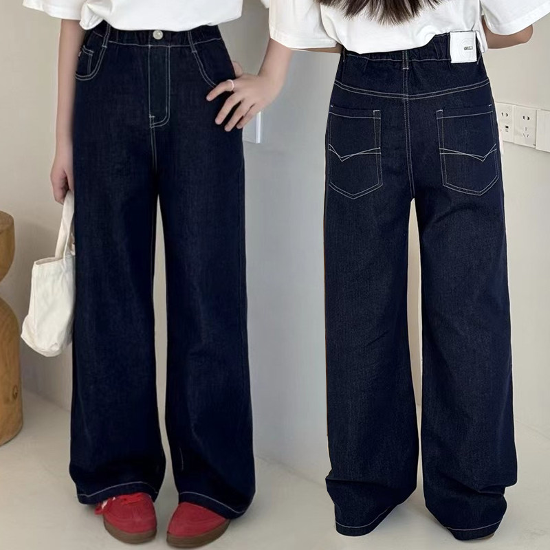 特天依角2025春夏27335新薄款原色直筒牛仔裤中大童男女童可亲子