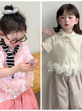 2026夏2800新款花边短袖2779中裤2525格子裤中小女童上家