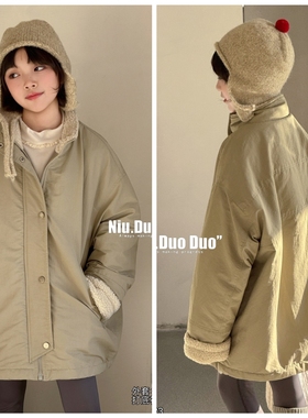 牛哆哆吾束2025冬69223新款55208加绒派克服外套中大童男女童亲子