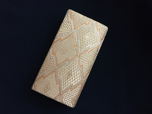 日本中古二手东瀛复古和服浴衣刺绣风琴褶金色晚宴包古董包手拿包