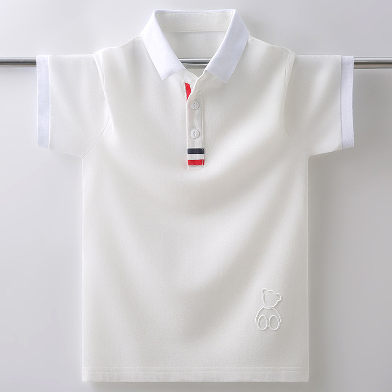 日本MUJIΕ男女童短袖t恤夏季装中大儿童polo衫男女孩半袖翻领体