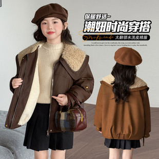 冬装 2025新款 加厚保暖棉服 music女童加绒皮衣外套秋冬款 英国next