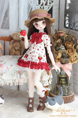 新品包邮草莓牛奶msd水手领洋装