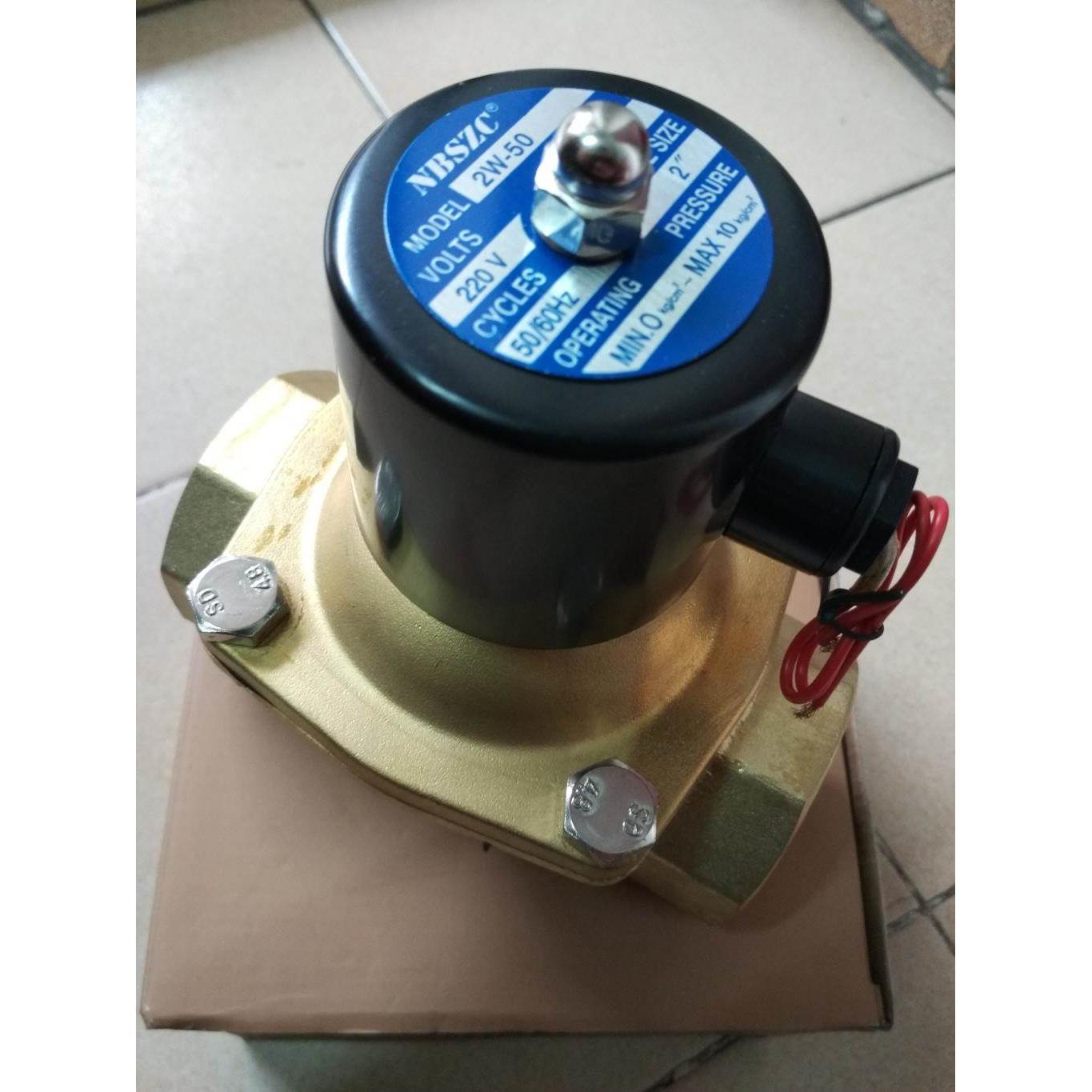 询价原装NBSZC神州电磁阀2W500-50常闭2寸电水阀2W-50大体 总长15