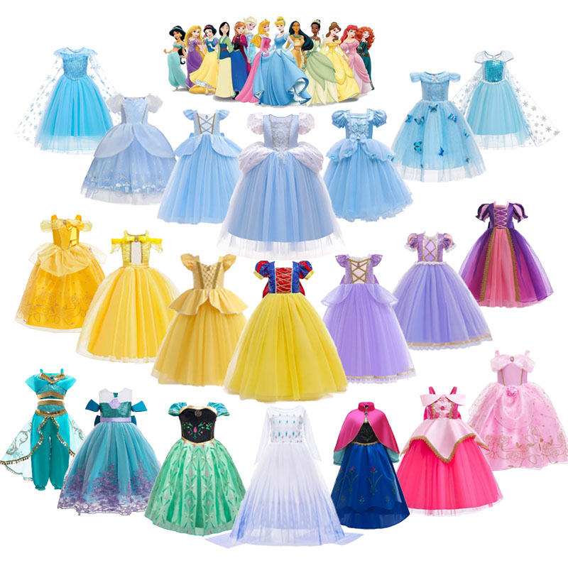 冰雪奇缘艾莎公主连衣裙迪士尼童话公主裙女童蓬蓬裙角色扮演服装