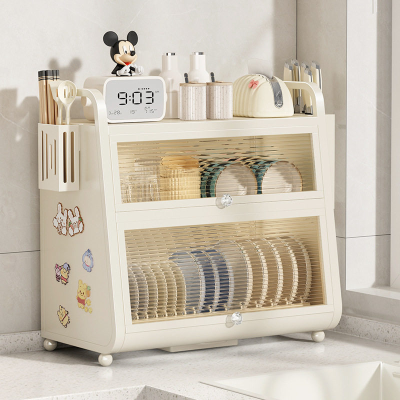 轻奢收纳架厨房置物架台面碗柜双层放碗盘沥水碗架碗筷餐具收纳盒