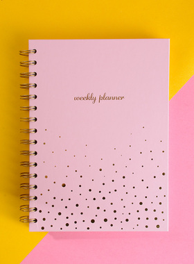 A5粉色周计划本线圈本记事本小清新年历月历日程本硬面手账本