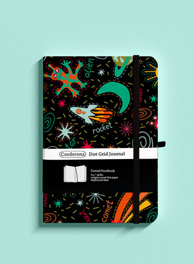 卡通太空点阵子弹笔记本A5硬面外星人绑带计划记事送礼Bujo手帐本