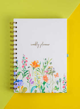 A5花卉周计划本记事本线圈本笔记本日程本小清新优质硬面手账本