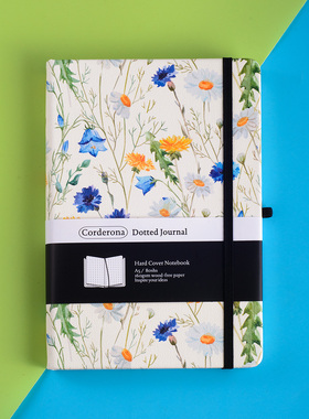 硬面抄点阵笔记本A5仿皮花卉小清新160gsm绑带学生兰花手账本