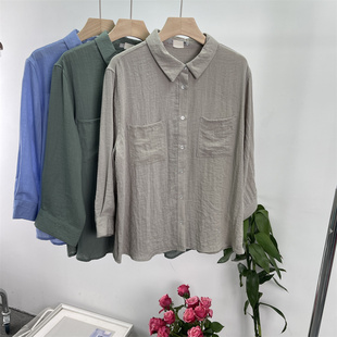 春秋季 衬衫 棉麻质感 大码 上衣 长袖 外贸捡漏DAN