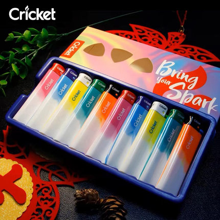 cricket草蜢一次性打火机砂轮打火石尼龙防爆10支礼盒装男士礼品