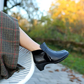 穿上能跑 跟底一体 宽楦 YYDS 德国KUFENBERG7828 中跟真皮短靴