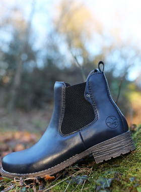 德国大众品牌RIEKER 79540 防滑厚底薄绒里舒适切尔西短靴