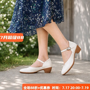 宽楦小V设计 跟底一体软底KUFENBERG 6401中跟里外全皮包头凉鞋