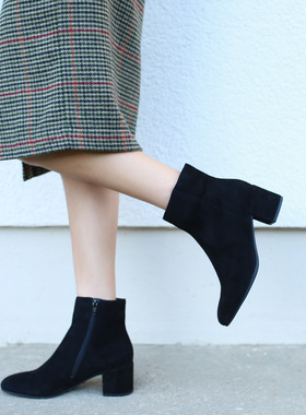 优雅黑 奥地利友高HOGL 134102 23年秋冬新款粗跟舒适短靴F1/2楦