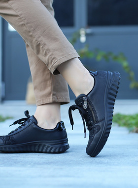 气垫减震 弹力真皮鞋面 德国RIEKER 59001 侧拉链软底舒适休闲鞋