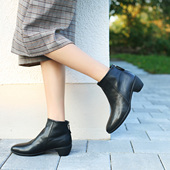 软底宽楦 中跟走路无声短靴 德国KUFENBERG7659 跟底一体 小牛皮