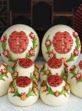 出嫁胶东花饽饽结婚喜馒头乔迁结婚花馍石榴压盆全套花糕压箱喜馍