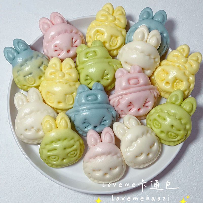 现做现发卡通拉布一口馒头labubu花样造型面食一口馍营养早餐速食