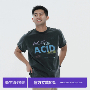 T恤 印花短袖 MilkShot Acid黑色炒盐工艺水洗数码