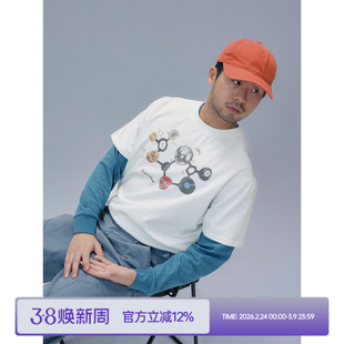 Milkshot炒盐工艺数码直喷多巴胺化学分子式男士短袖T恤