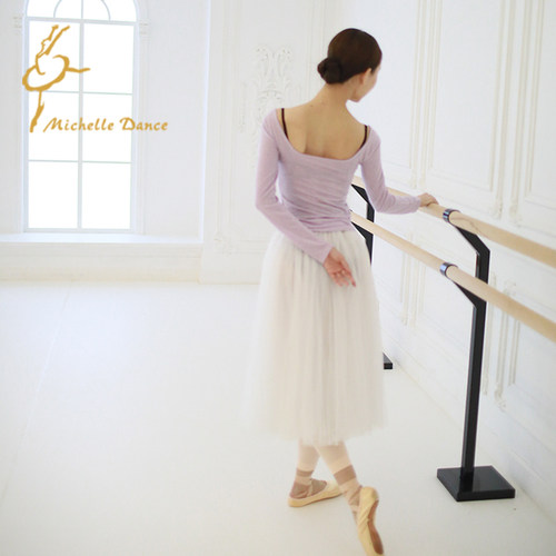MichelleDance  天丝针织长袖大方领 芭蕾超柔软上装打底衫