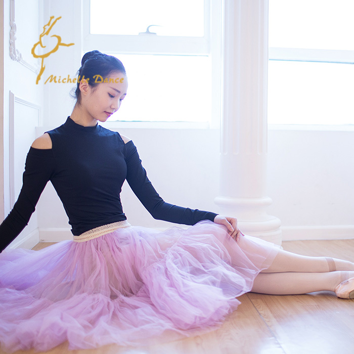 MichelleDance 大气女神修身露肩芭蕾瑜伽上衣