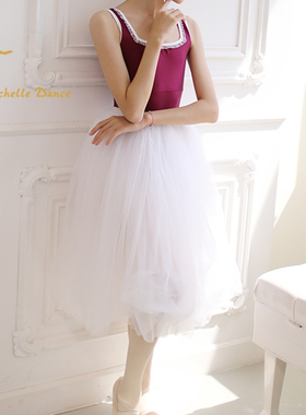 MichelleDance 丝绒新款背心方领儿童芭蕾舞高级连体服酒红/藏蓝