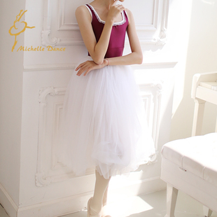 藏蓝 背心方领儿童芭蕾舞高级连体服酒红 MichelleDance 丝绒新款