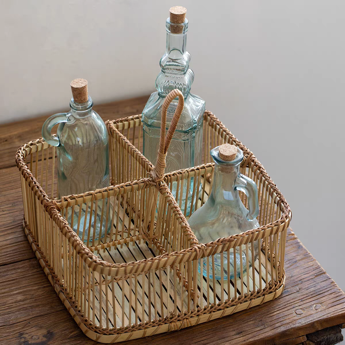 手工编织酒架竹藤材质收纳筐手提调料瓶油壶置物架多格四瓶六瓶装,收纳整理,其他收纳盒,淘宝优惠券,粉丝福利购,淘宝优惠卷