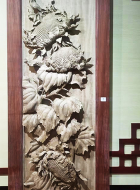 小葵向阳多子多福纯手工木雕