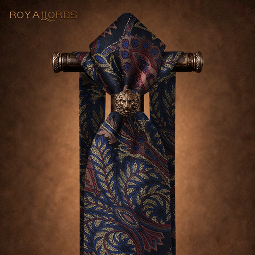 Royallords色织真丝复古刺绣领带