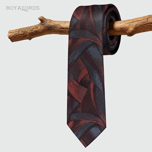 弗朗索瓦 休闲真丝礼盒 手打暗红油画抽象花纹复古领带商务男正装