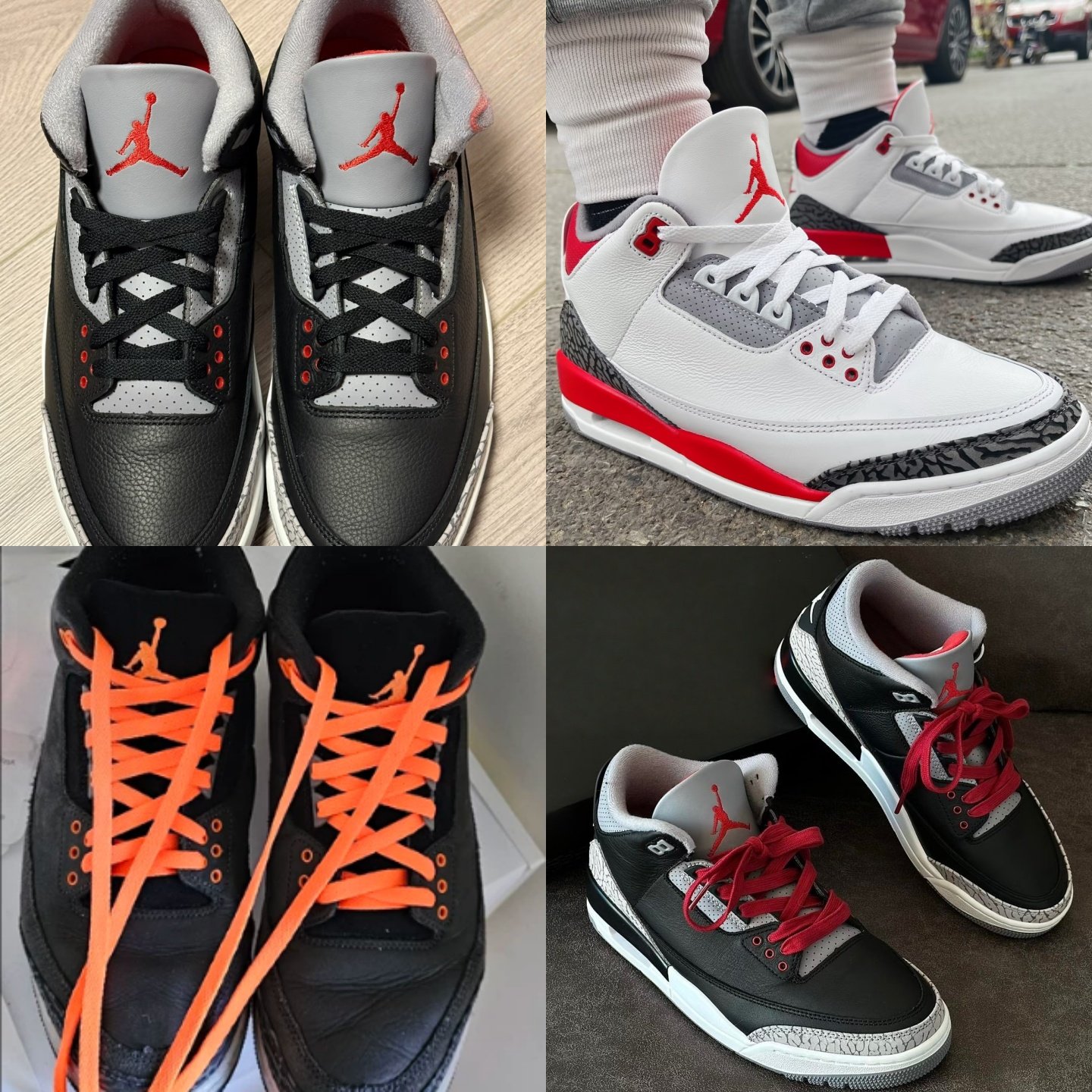 适配耐克乔丹AJ3篮球鞋带AJ4黑色白色红色原装品质运动扁平鞋绳