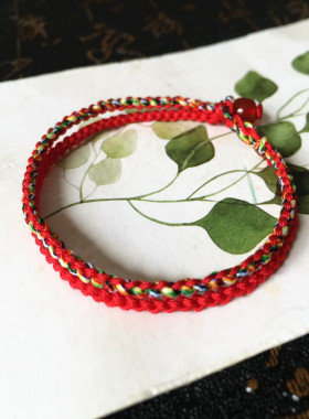 手工编织红绳简约情侣双层手链