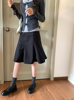 HeyAria法式高腰A字鱼尾半身裙女2024秋季修身显瘦包臀半裙