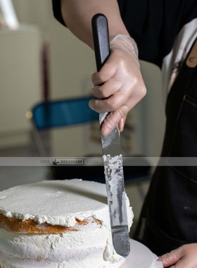 无手托黑色手柄10英寸裱花蛋糕奶油抹刀 不锈钢抹平刀刮刀 抹面