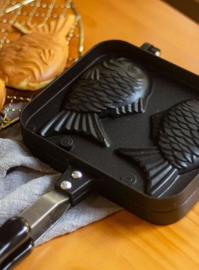 2连不粘鲷鱼烧模具 燃气家用蛋糕烤盘 双面锅明火专用 家用烘焙