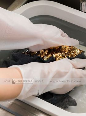 小鹿款乳白色树脂橡胶厨房洗碗手套 耐用型家务 园艺水产渔业家用