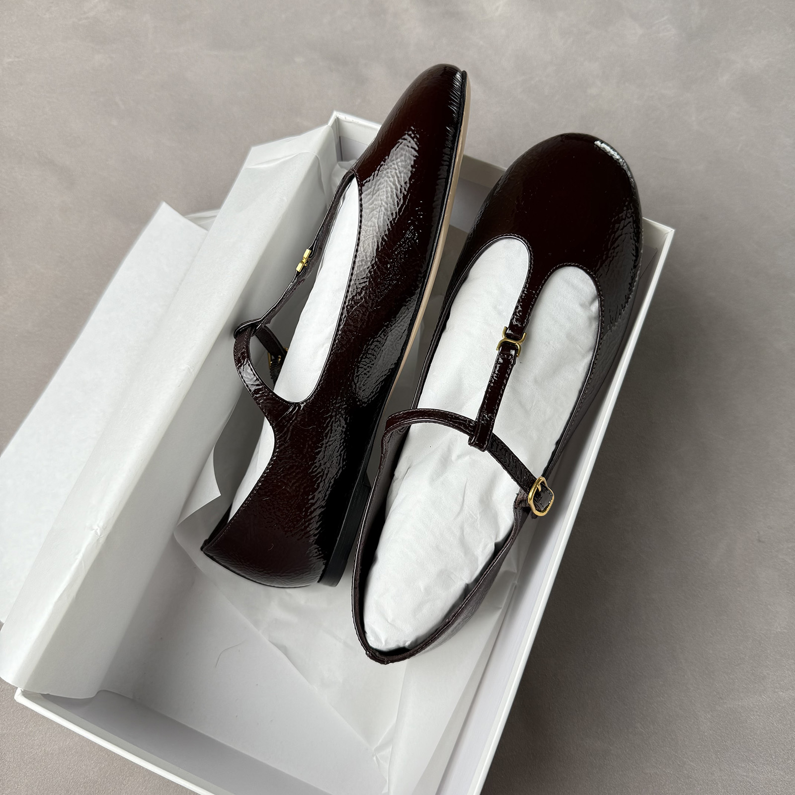 平底 超软羊皮 T条带饰扣 文艺复古百搭一脚蹬复古欧美女单鞋5900